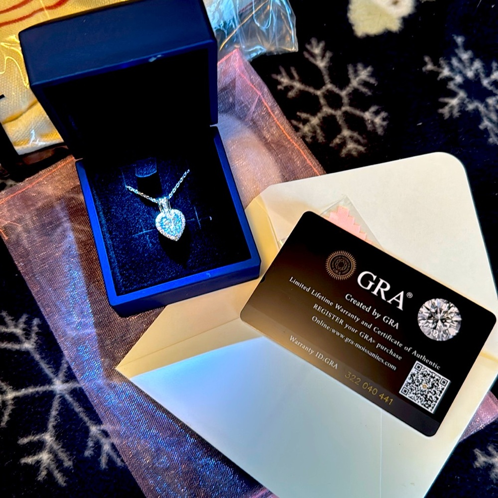 Over 2 ctw. Moissanite Halo Heart Necklace